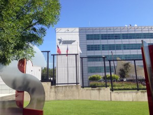 Security is tight at the RFE/RL building. Terrorists in countries the signals reach are not always happy with reporting. 