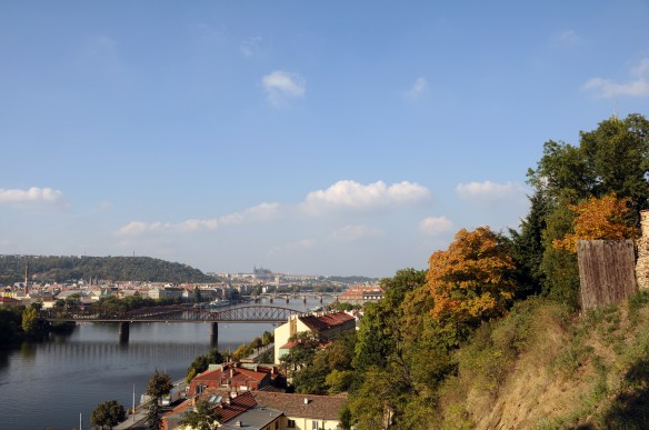 The view from the wall remaining around part of Vyšehrad Citadel makes it clear why early rulers chose this spot for a castle.