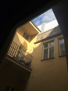 This is the tiny slice of sky I could see if I leaned way out of my kitchen window. From the bedroom the view was similar.